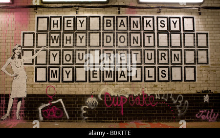 Banksy britische Graffiti Künstler Waterloo London UK Europe Stockfoto