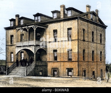 Armstrong Halle durch Afroamerican Studenten in Tuskegee Institut Alabama, 1890 gebaut. Hand - farbige Raster eines Fotos Stockfoto