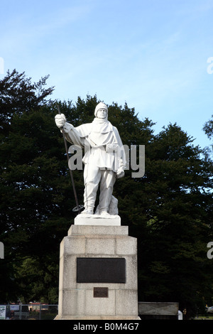 Statue von Captain James Cook am Ufer des Flusses Avon Christchurch Neuseeland Stockfoto