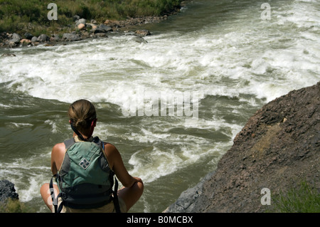 Scouting Lava fällt auf den Colorado River Grand Canyon National Park Arizona US Olivia Markham (Model-Release auf Datei) Stockfoto