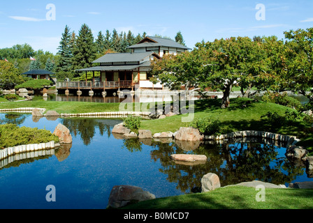 Japanische Gärten, Lethbridge, Alberta, Kanada, Nordamerika. Stockfoto