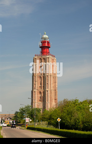 Leuchtturm an der Oberseite einer Bell Tower, Westkapelle, Holland Stockfoto