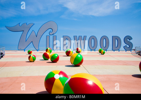 Wildwood New Jersey Willkommens-Schild am Strand Stockfoto