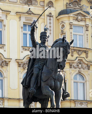 Zagreb-Kroatien-Statue von König Josip im Stadt Zentrum Hauptplatz Ban Jelacic Stockfoto