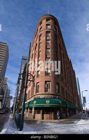 Winter-Blick auf Brown Palace Hotel, Denver, Colorado. Stockfoto