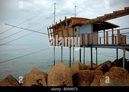 Pescara, Abruzzo, A Trabucco, eine italienische alte Fischerei-Maschine Stockfoto