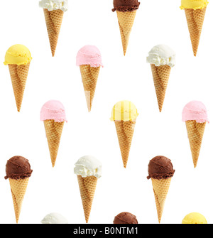 Nahtlose Hintergrund der sortierten Eistüten Stockfoto