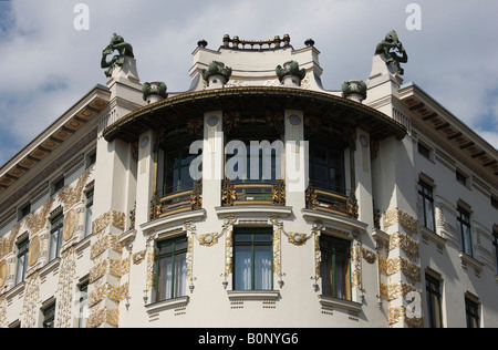 Wien, Linke Wienzeile Nr. 38, Wohnhaus von Otto Wagner 1898-1899, Ecke Köstlergasse Stockfoto