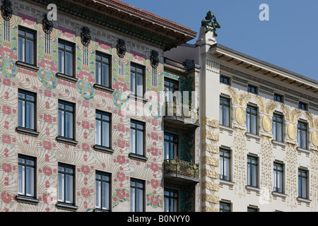 Wien, Linke Wienzeile Nr. 38 Und 40, Wohnhäuser von Otto Wagner 1898-1899, Stockfoto