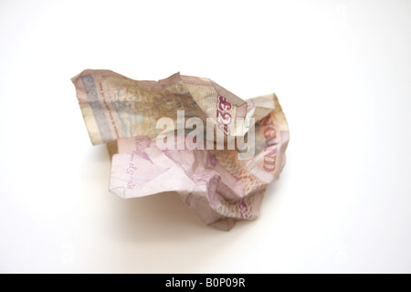 Ein zerknittertes 20-Pfund-Note. Stockfoto
