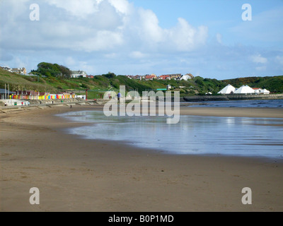 Gesamtansicht von Scarborough North Bay Beach, Scarborough, North Yorkshire, England. Stockfoto