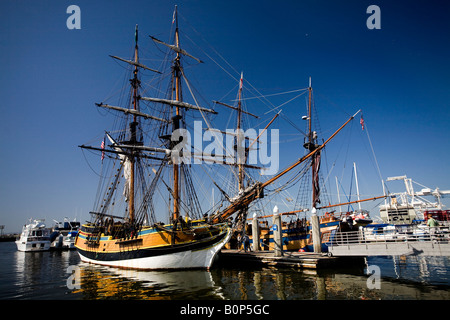 Die Lady Washington und Hawaiian Chieftain besucht Jack London Square in Oakland, Kalifornien. Stockfoto