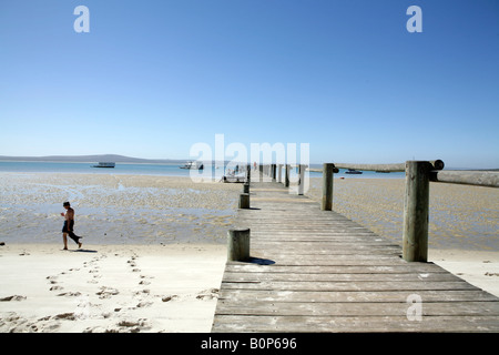 Pier am Langebaan Lagune, West Coast National Park, Südafrika. Stockfoto