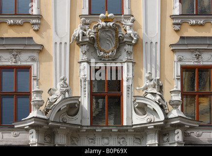 Wien, Palais Daun-Kinsky (1713-1716), Fassadendetail Stockfoto