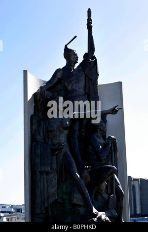 Die Bronze Kupe Gruppe Statue, Taranaki Street Wharf, Wellington, Neuseeland Stockfoto