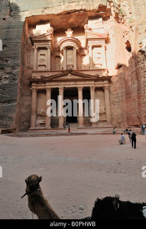 Nahost Jordanien Petra UNESCO World Heritage Site die Fassade des Treasury El Khazneh Stockfoto