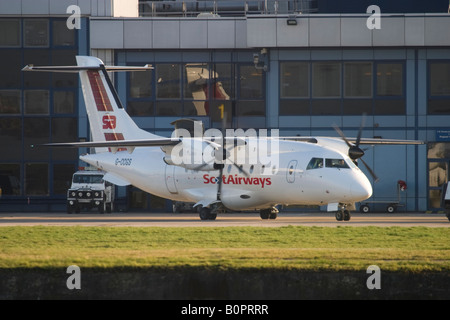 Scot Airways Dornier 328 am London City Airport, England, Vereinigtes Königreich. Stockfoto