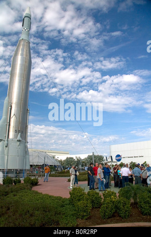 Rocket Garden am Kennedy Space Center Visitor Center in Cape Canaveral Florida Stockfoto
