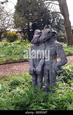Barnsley House Hotel Gärten blühen England statue Stockfoto