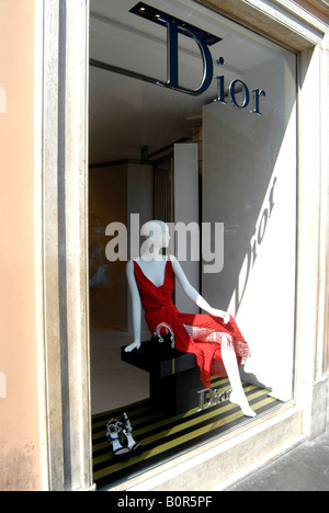 Fenster von Dior Shop, Piazza di Spagna, Roma, Italien Stockfoto