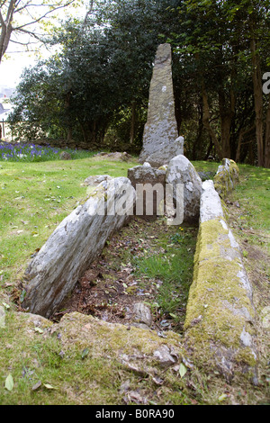 King Orry Grab in der Nähe von Laxey, Isle of man-IOM. Megalithische Tomb.UK.83215 KingOrry Grave. Vertikal Stockfoto