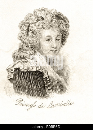 Princesse de Lamballe, Marie Thérèse Louise de Savoie Carignan, 1749 - 1792. Italienischer französischer Höfling. Stockfoto