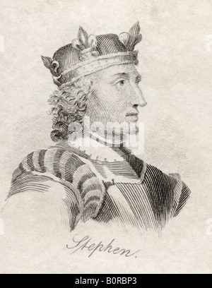 König Stephen von England alias Stephen von Blois, 1096 - 1154. Letzter normannischer König von England. Stockfoto