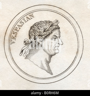 Vespasian, Titus Flavius Sabinus Vespasianus, AD9 - 79. Römischer Kaiser. Aus dem Buch Crabbs Historical Dictionary veröffentlicht 1825 Stockfoto