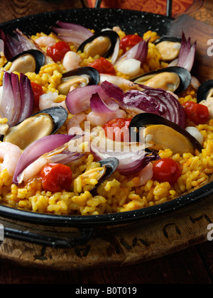 Mittelmeer Meeresfrüchte Paella redaktionelle Essen Stockfoto