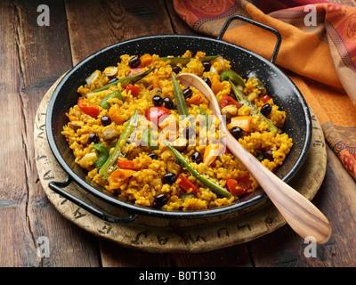 Mediterrane Gemüse Paella veganes redaktionelle Essen Stockfoto