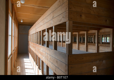 Hölzerne Triple Kojen in Baracken Häftlinge in Dachau Dachau, Bayern, Deutschland Stockfoto