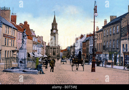 Berwick nach Tweed-Marygate und der Guildhall in diesem Ende des 19. Jahrhunderts Straßenszene der nördlichsten Stadt in England Stockfoto