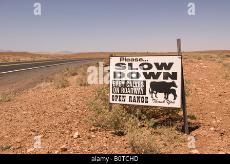 Open Range-Zeichen in der Nähe von Winslow, Arizona USA Stockfoto