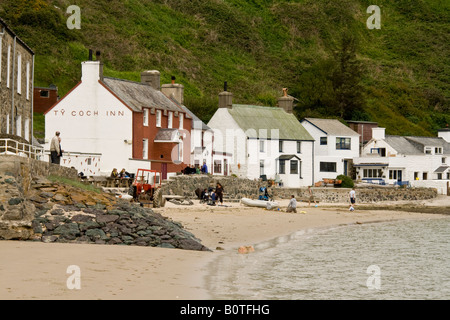 Porth Dinllaen Wohnungen und Strand auf der Halbinsel Llyn Stockfoto