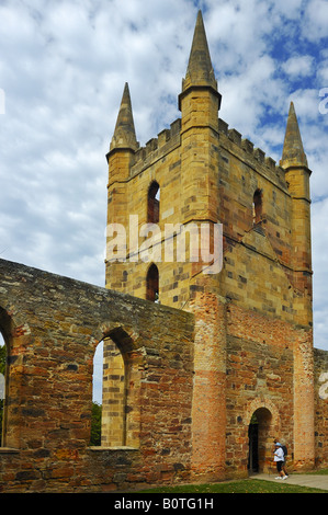 Turm der Kirche in Port Arthur, Tasmanien Stockfoto