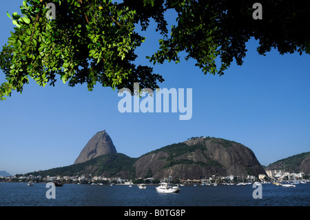 Zuckerhut von Flamengo Rio De Janeiro Brasilien 04 24 08 Strand gesehen Stockfoto