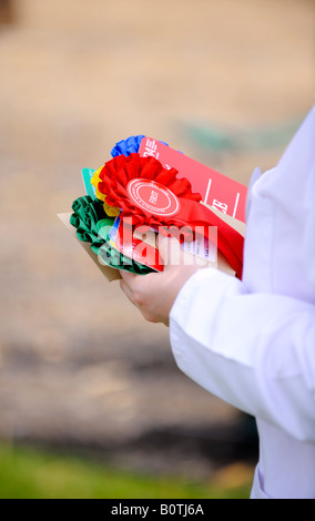 Heathfield & Bezirk Landwirtschaftsausstellung. Menschenmassen strömen in die Grafschaft show im Mai statt. Preis Rosetten warten vergeben werden. Stockfoto