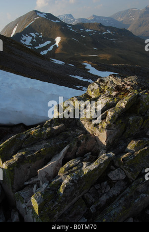Berge von der Mamores mit Blick auf Ben Nevis, Kinlochleven, Lochaber, Schottland. Stockfoto