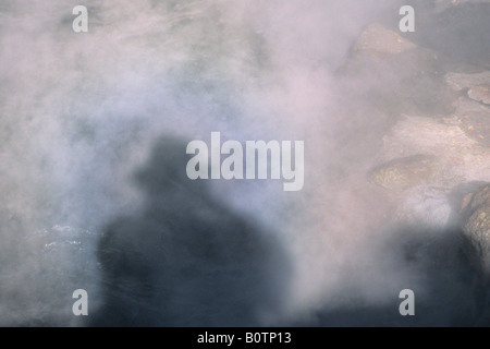 Dampf steigt aus dem geothermalen Schlot an Mud Volcano Yellowstone-Nationalpark, WYOMING Stockfoto