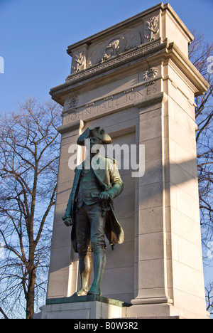 Statue, John Paul Jones Vater der US Navy und Freibeuter im amerikanischen Krieg von Unabhängigkeit Stockfoto