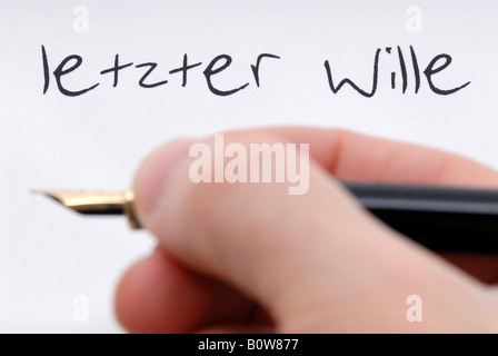 Letzter Wille Stockfoto