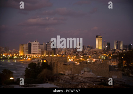 Tel Aviv Skyline von Jaffa, Israel, Naher Osten gesehen Stockfoto