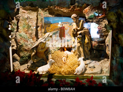 Krippe, Maria, Josef und das Jesuskind im Shepherds Feld, eine Kirche in Bethlehem, Westjordanland, Palästina, Israel, fossi Stockfoto