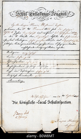Zertifikat oder Entlassung aus der bayerischen Armee für Georg Hasch vom 20. August 1835, Gelting Bezirk Geretsried, obere Bava Stockfoto