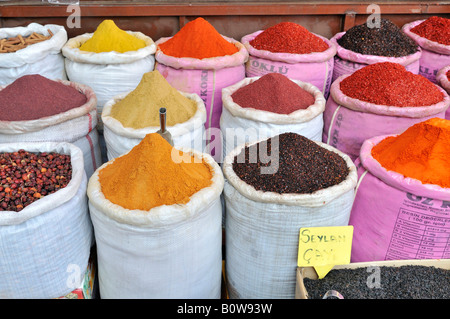 Orientalische Gewürze zum Verkauf auf dem großen Basar in Istanbul, Türkei Stockfoto