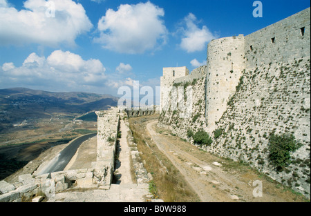 CRAC des Chevaliers, Krak des Chevaliers, Hosn al-Aqrad, Kreuzfahrer-Festung in der Nähe von Al-Hosn, Syrien, Naher Osten Stockfoto