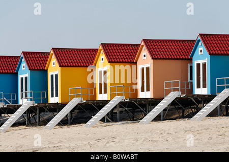 Bunte Strand Umkleidekabinen, Vlissingen, Walcheren, Zeeland, Niederlande Stockfoto