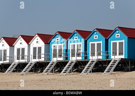 Bunte Strand Umkleidekabinen, Vlissingen, Walcheren, Zeeland, Niederlande Stockfoto