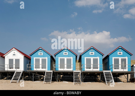 Bunte Strand Umkleidekabinen, Vlissingen, Walcheren, Zeeland, Niederlande Stockfoto