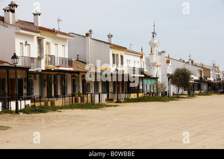 Häuserzeile, El Rocio, Andalusien, Spanien, Europa Stockfoto